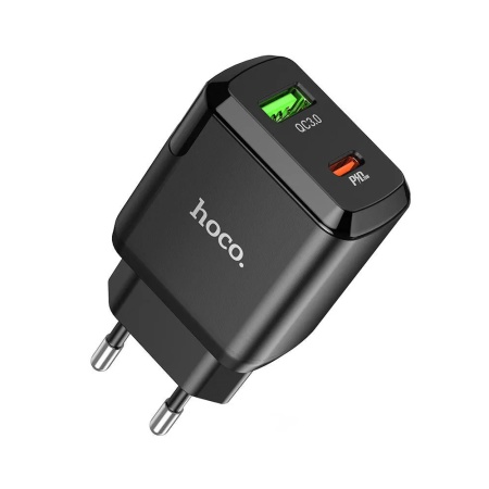 СЗУ HOCO N5 USB-A + USB-С, 3A, PD20W + QC3.0, чёрное